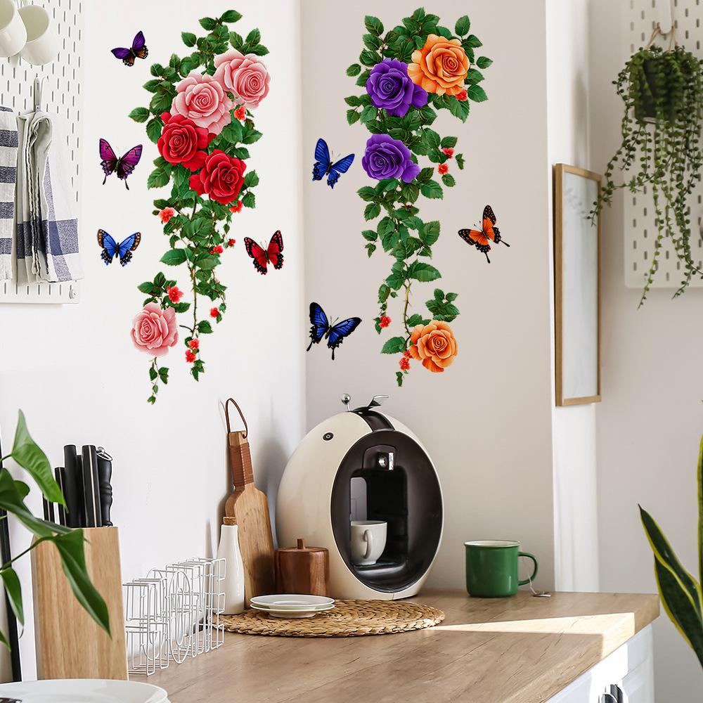 Greenery Flowers Leaves Bathroom Home Background Beautification Decoration Stickers