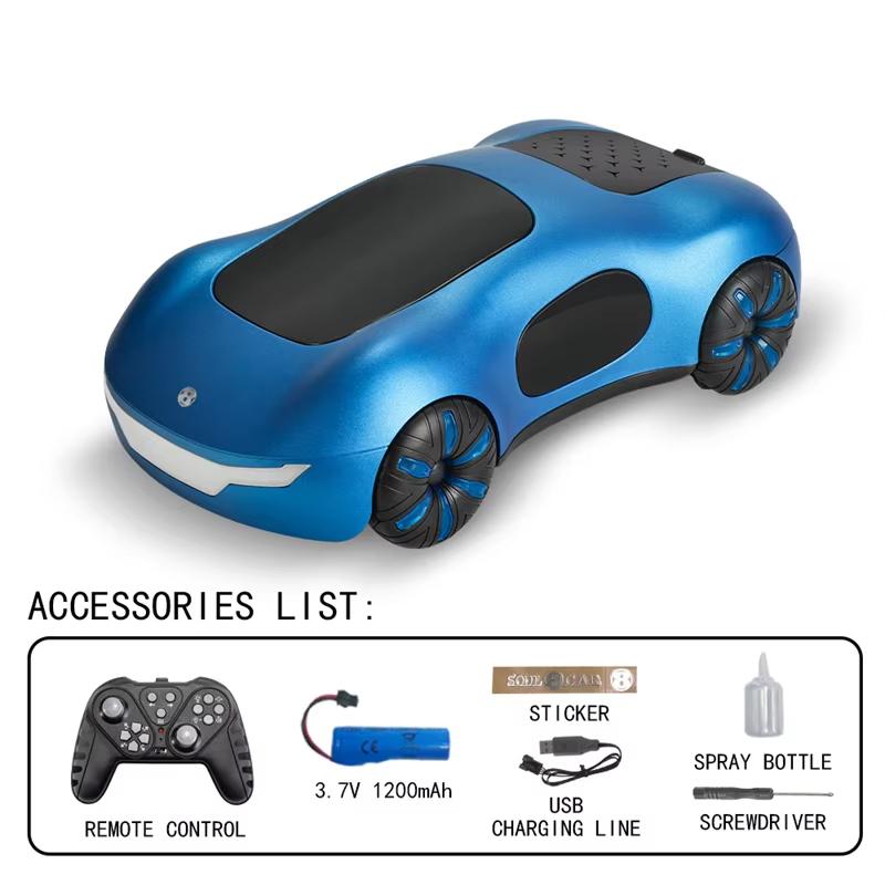

Новый 4WD Sci-Fi RC Car 2.4G Watch Control 360 ° Stunt Drift LED Lights Music Spray Off-road RC Dragster Electric Toy Gift for Children Sound Control Normal version синий