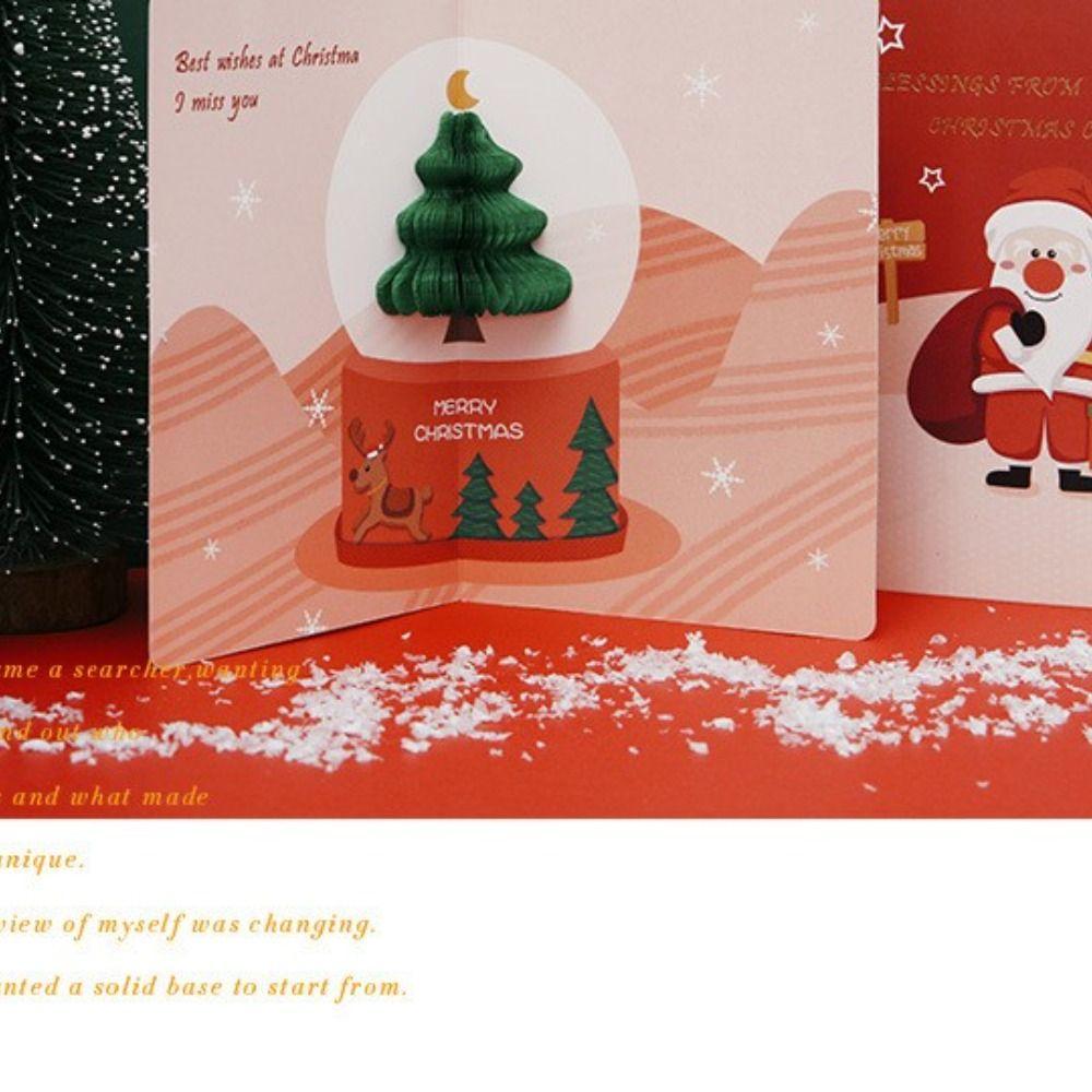 Christmas 3D Pop Up Thank You Cards Blessing Cards Christmas Postcard Greeting Cards With Envelope