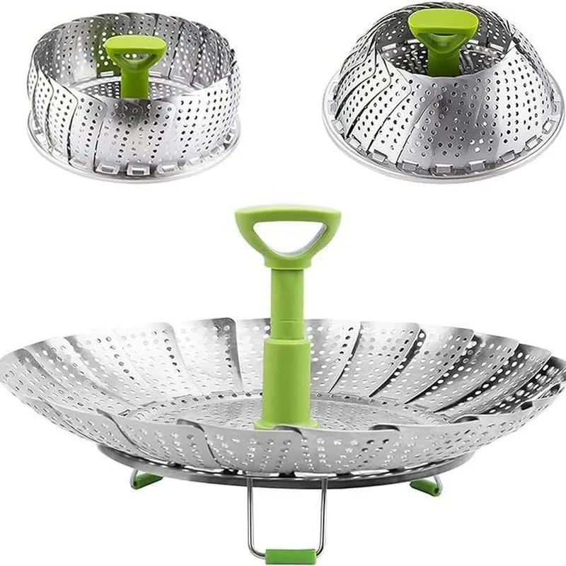 

Корзина для пароварки из нержавеющей стали, складная корзина для пароварки овощей, рыбы, морепродуктов, фруктов, еды, готовки, кухонная утварь