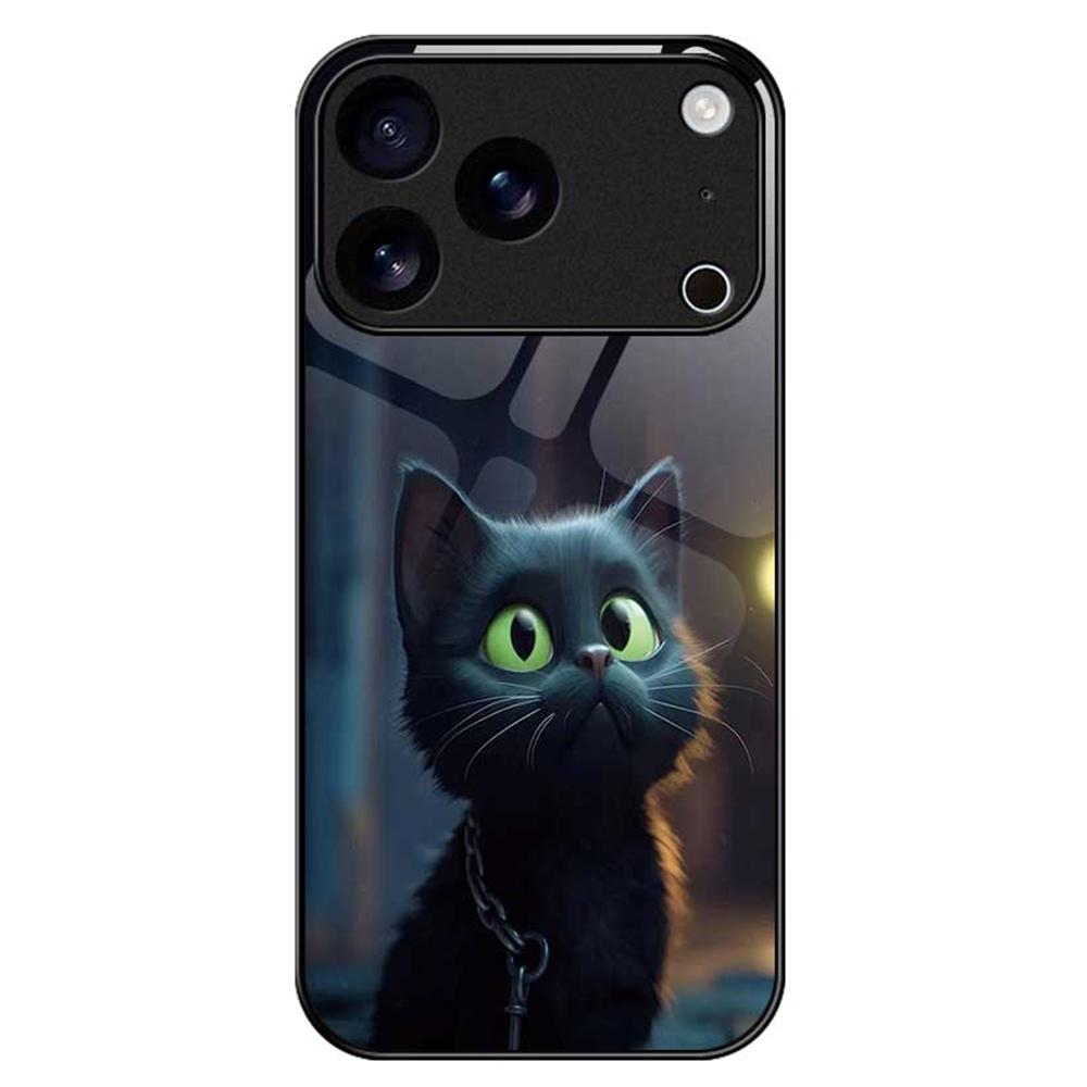 For iPhone 17 Pro Max Case TPU PC Tempered Glass Pattern Printing Phone Back Cover