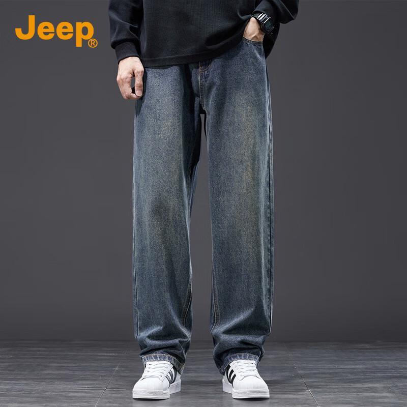 Jeep Men's Vintage Loose Straight Denim Jeans
