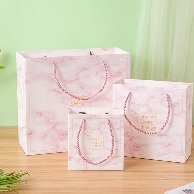 HANDUNYOU Pink Marble Gift Paper Bag