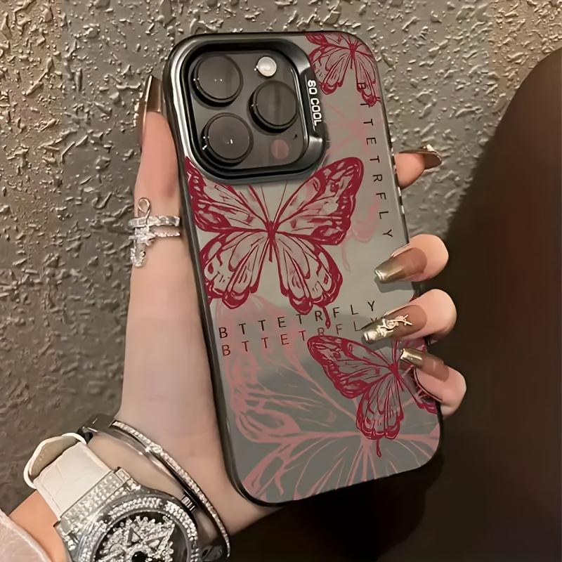 

Apple phone case red laser butterfly For iPhone 14 Pro 17 16 15 13 12 11 Pro max Plus iPhone 15 Pro Max