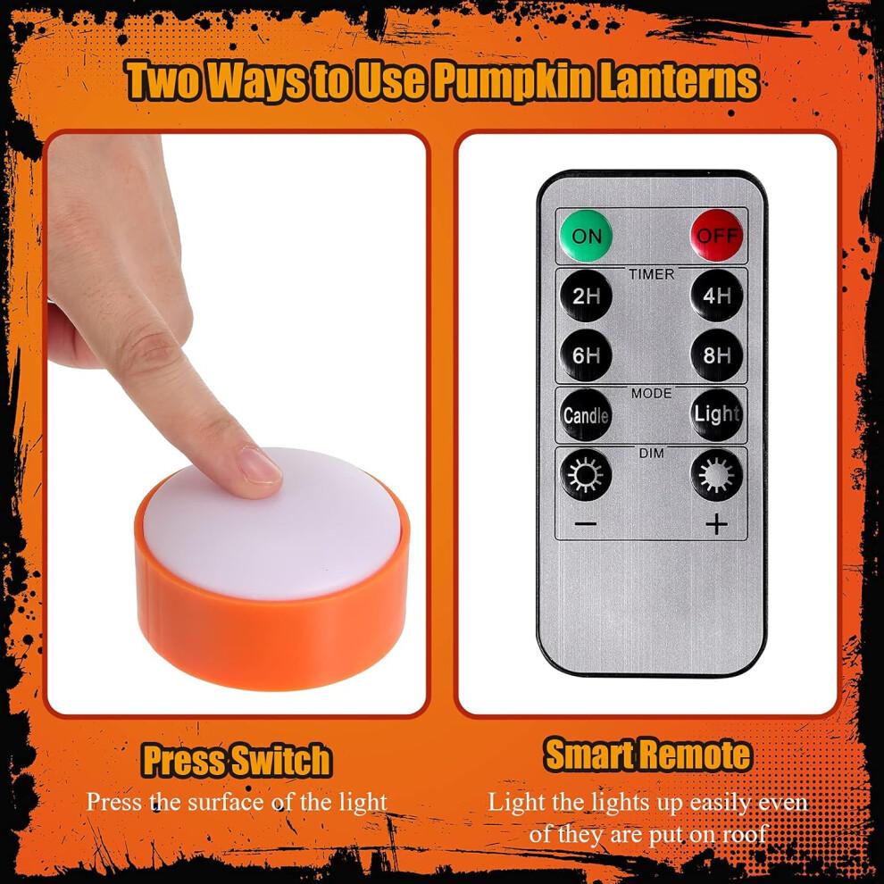 6 Pieces Halloween Pumpkin Lights with Remote and Timer, LED Pumpkin Lights, Battery Operated Pumpki