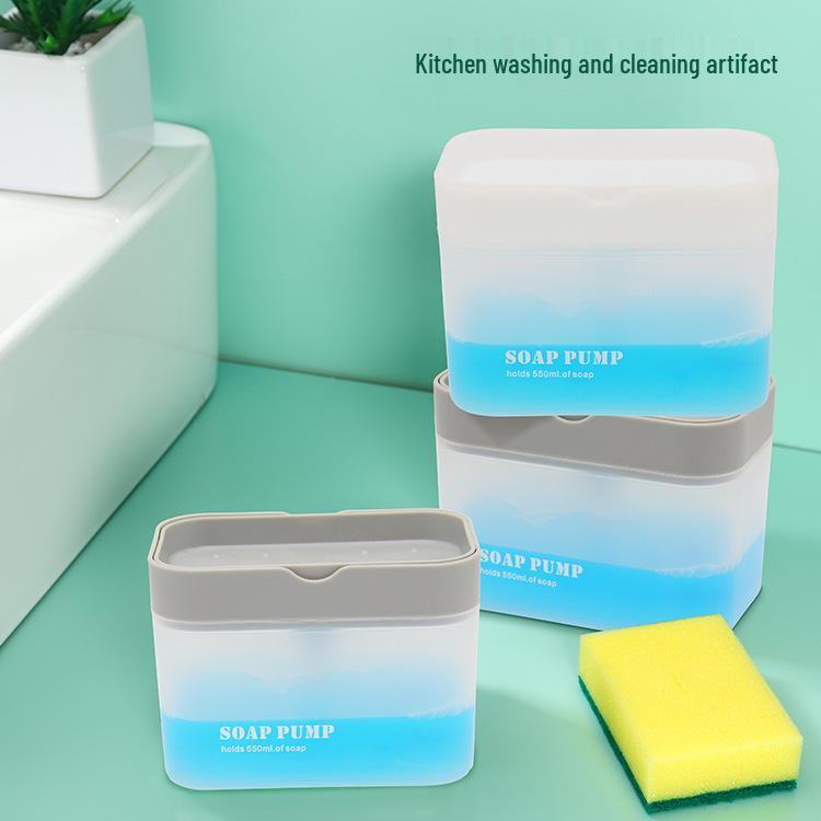 Automatic Press Soap Dispenser with Brush & Sponge for Easy Kitchen Cleaning