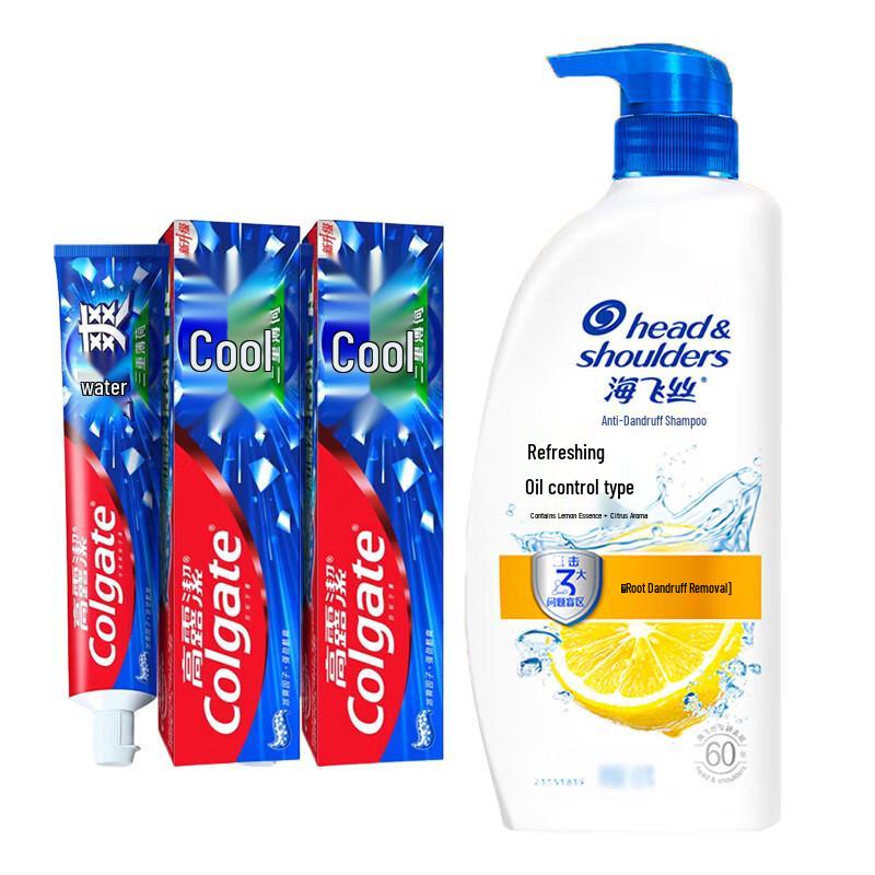 Colgate Fresh Mint Toothpaste & Anti-Dandruff Shampoo Family Set