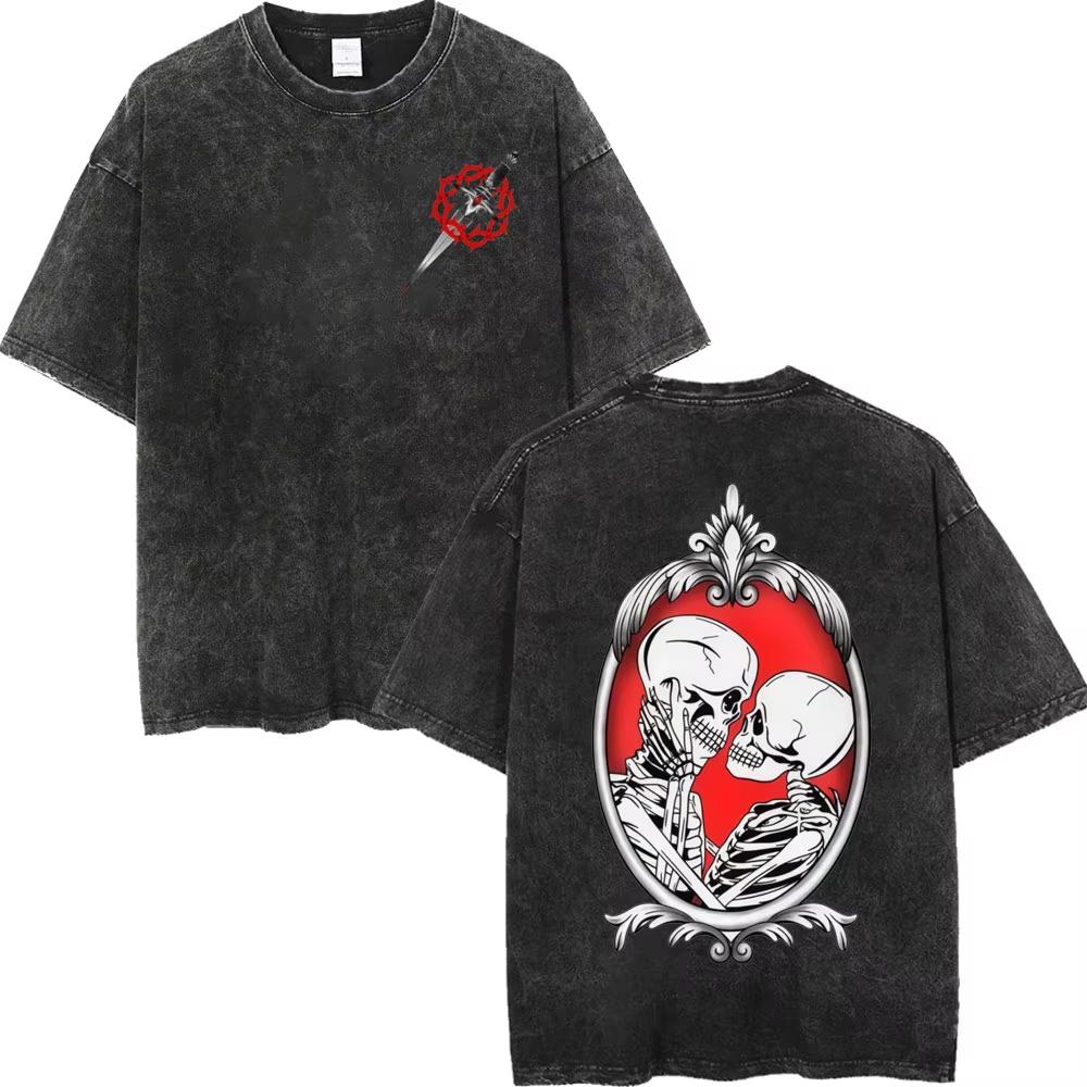 Rock Band Bad Omens Merch T Shirts High Quality Vintage Washed T-shirts Men Women Casual Fashion Short Sleeve T-shirt Streetwear