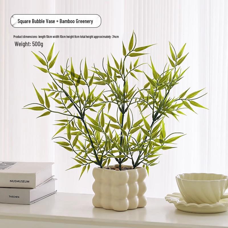 Nordic Bionic Green Faux Bonsai Plants - Indoor Tabletop Decor for Office & Living Room