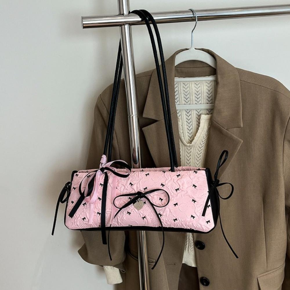 French French Stick Underarm Bag Sweet Armpit Bag Portable Bow Ribbon Shoulder Bag  Female