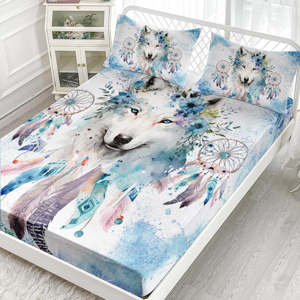 Bohemian Animal Pattern Mattress Three-Piece Digital Printing Bedding Set Adult Children