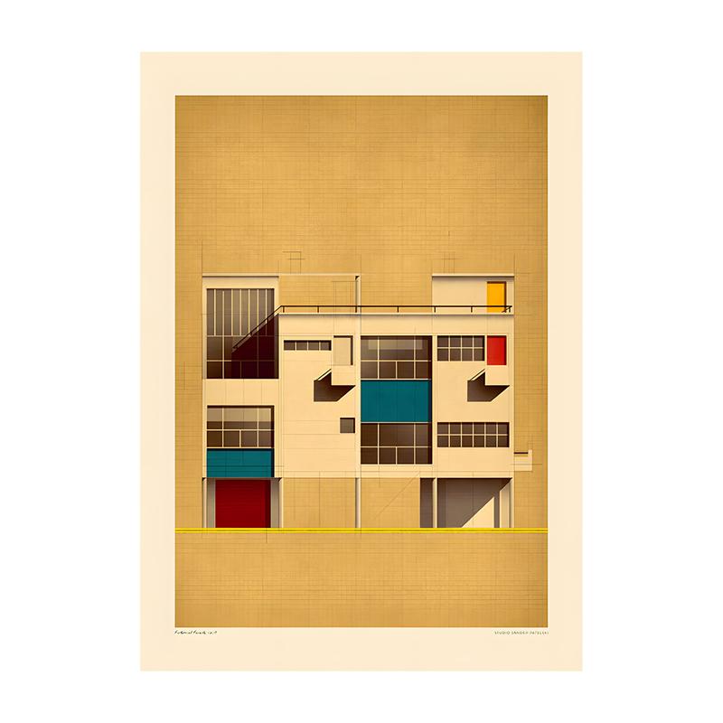 Vintage Bauhaus Residential Composition Poster Print Classic Canvas Painting Abstract Wall Art Picture for Home Decoration