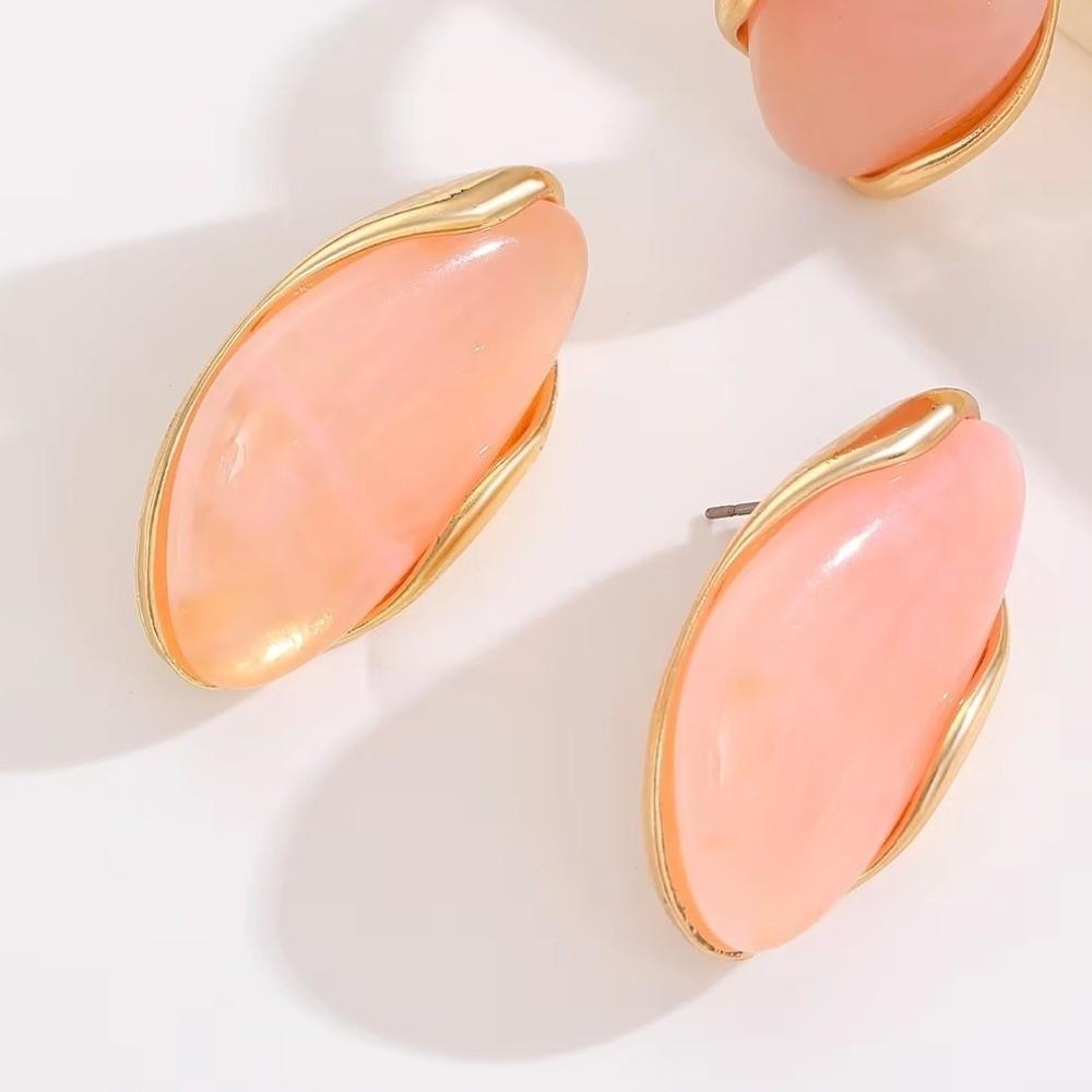 Irregular Geometric Earrings Resin Gold-plated Ear Studs Retro Resin Earrings Accessories