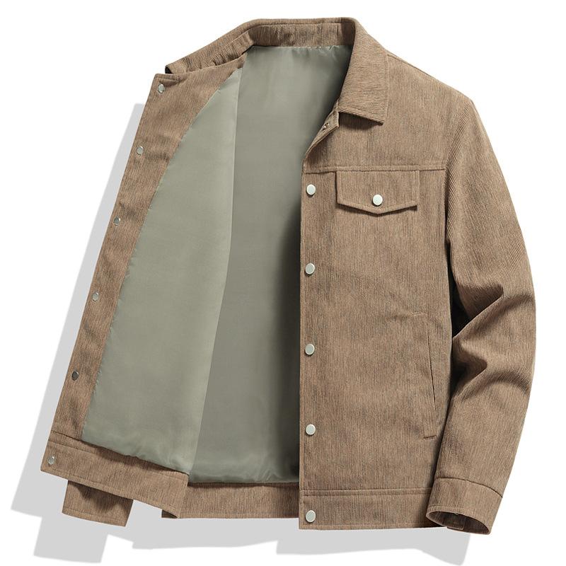 

Осенняя новая вельветовая куртка с лацканами для молодых и мужчин среднего возраста, модная повседневная короткая мужская рабочая одежда, трендовая куртка 4XL