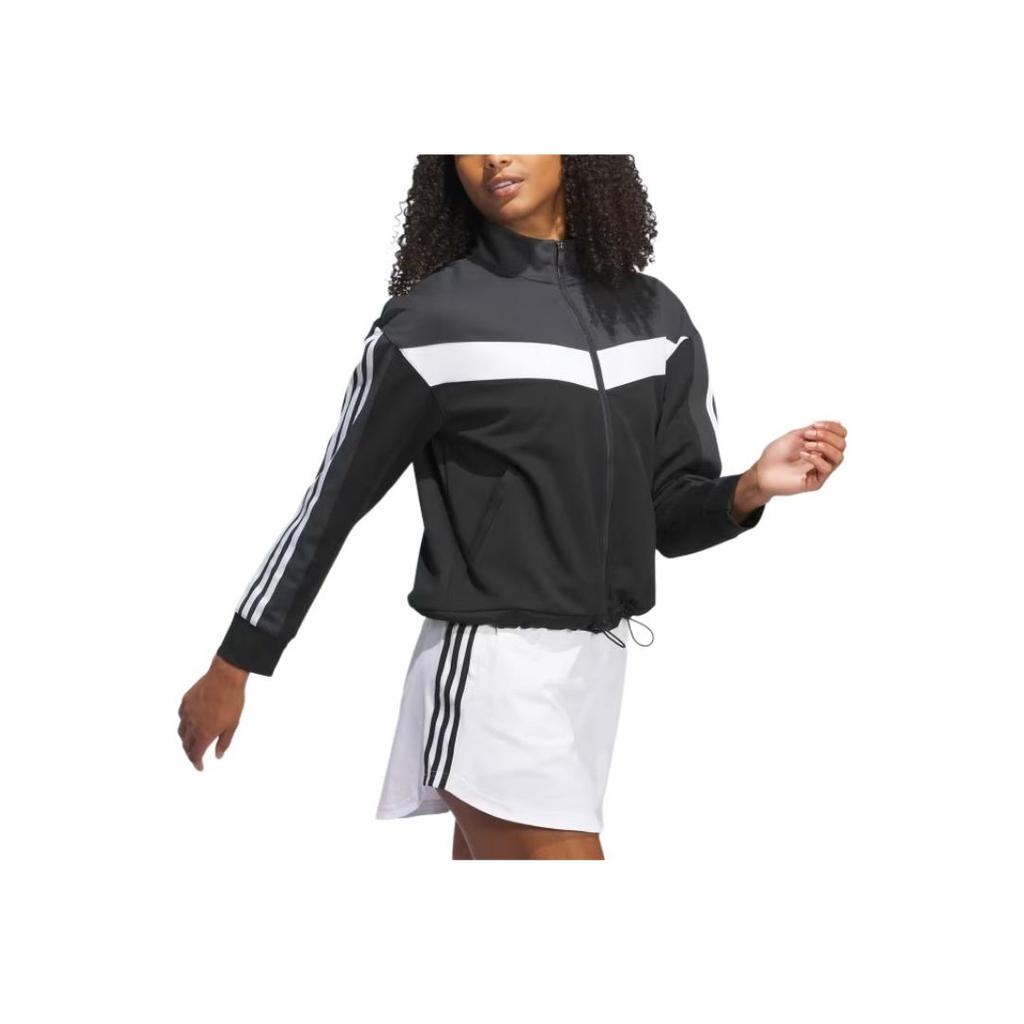 Adidas Ultimate365 Twistknit Jacket Golf Comfortable Color Block Long Sleeve Retro Sports Stand Collar Jacket Women Jacket Black IM5584
