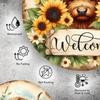 Welcome Sign High Cow Sunflower Vintage Metal Wall Art Decor Gift
