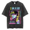 Vintage gewaschenes T-Shirt Unisex Sommer Hip Hop Streetwear T-Shirt JoJo's Bizarre Adventure Anime Print Baumwolle Lässig Kurzarm T-Shirt
