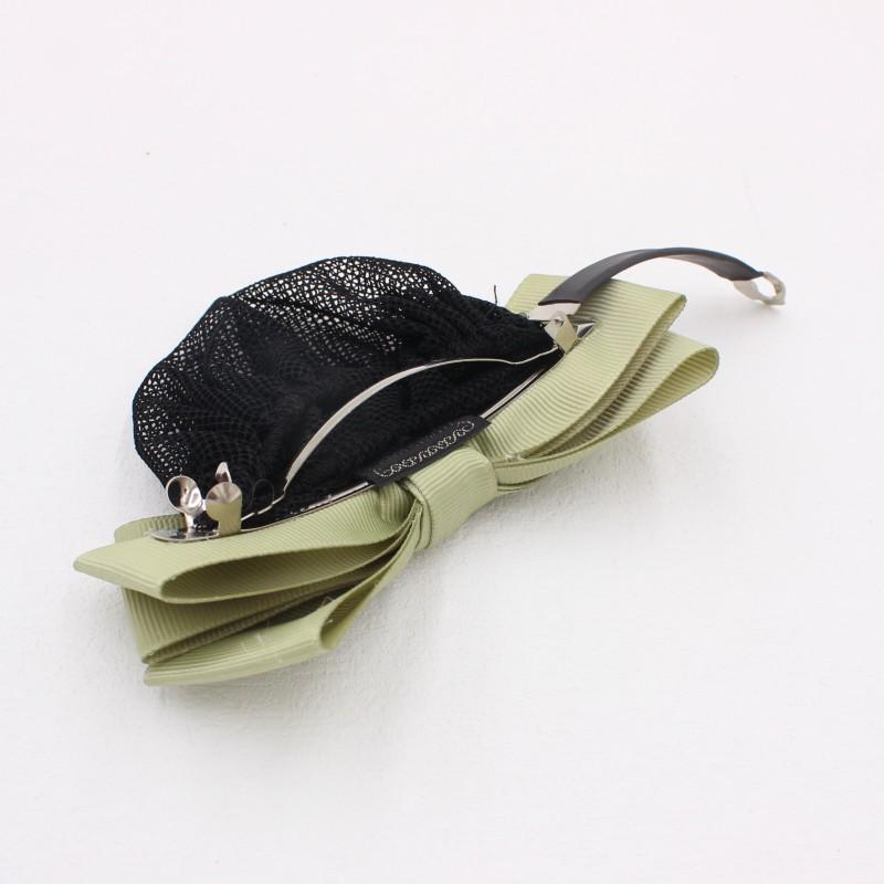Korean Style Bow Flower Hair Net Bun Clip for Professional Work - HF315