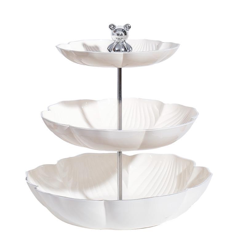 Exquisite Bear Fruit Plate: Multi-Layer Dessert & Candy Display for Luxurious Living Rooms.