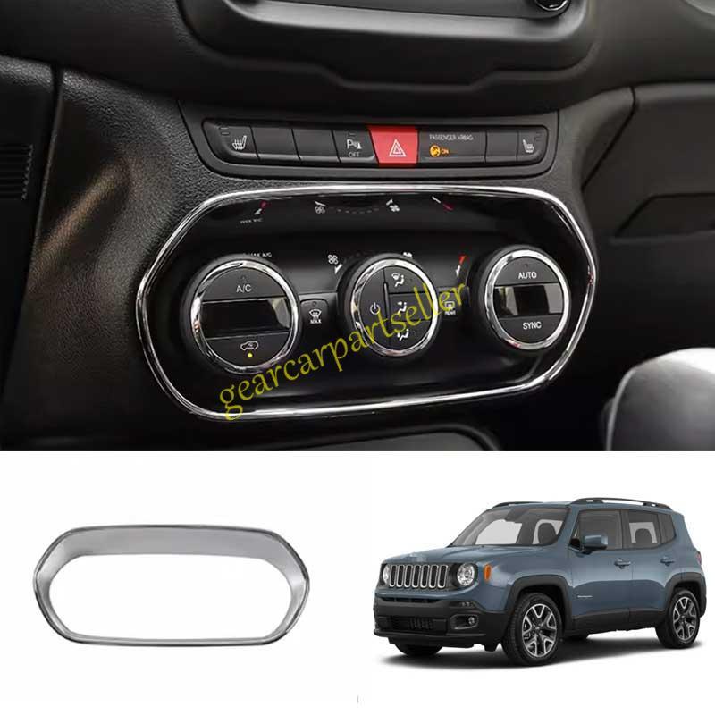 For Jeep Renegade 15 16 17 Glossy Chrome Console AC Button Control Frame Trim