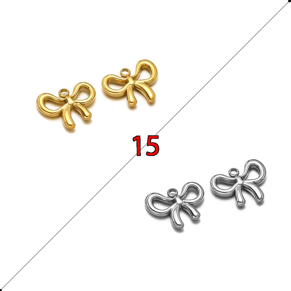 5pcs Stainless Steel Bow Knot Cute Fashion Summer Series Simple Style Pendants for Necklace Earrings Making Handmade DIY Jewelry