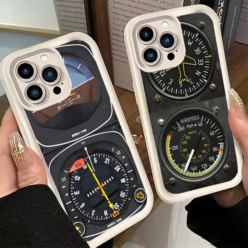 Flugzeuginstrumenten-Cockpit-Radar-Handyhülle für iPhone 16 17 Air 16E 15 Pro Max 14 Plus 13 12 Mini Hülle Weiche Silikonhülle Lustig
