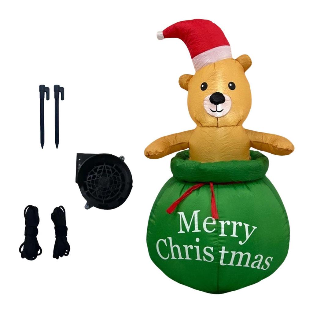 Christmas Inflatable Decorations Xmas Bear Candy Bag Design Lighted Holiday Display for Festival