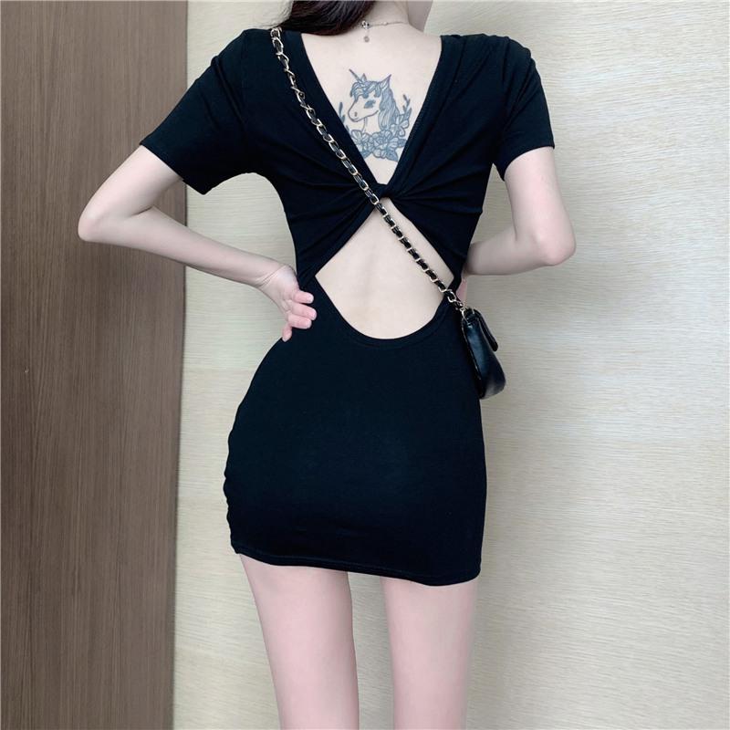 Women Short Sleeve Slim Dress Hollow Out Bodycon Dresses