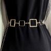 Gold Elegant Quadrilateral Waist Chain For Women Fashionable Accessory For Dresses