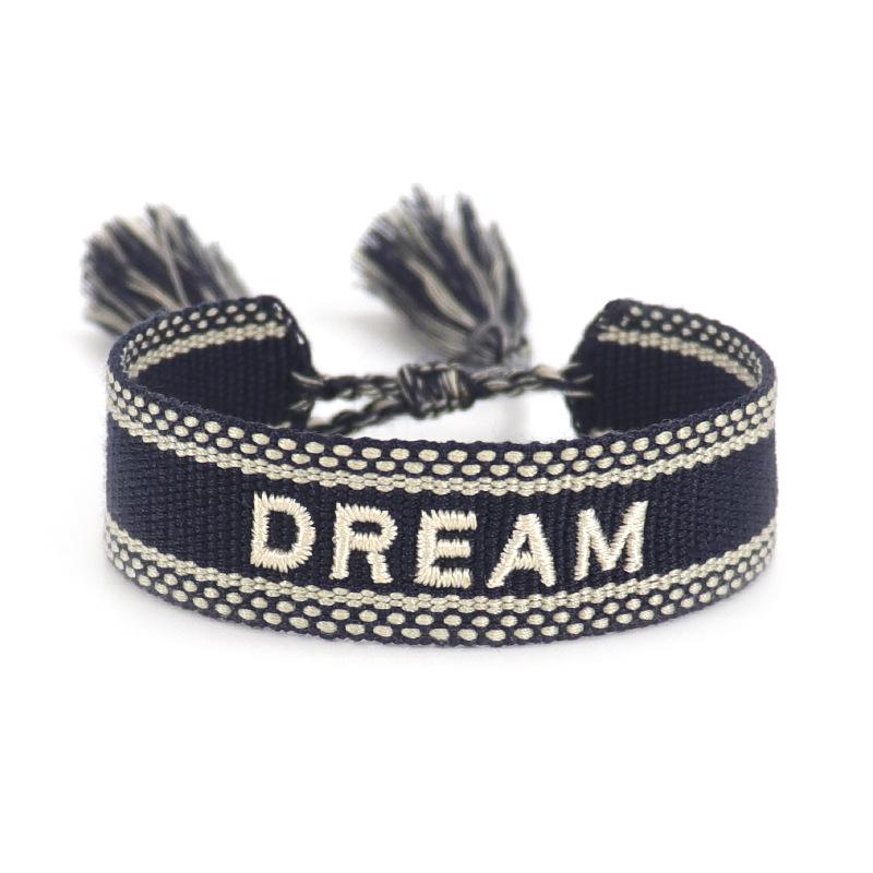 Handmade European Style Embroidered Love Bracelet with Tassels for Girls