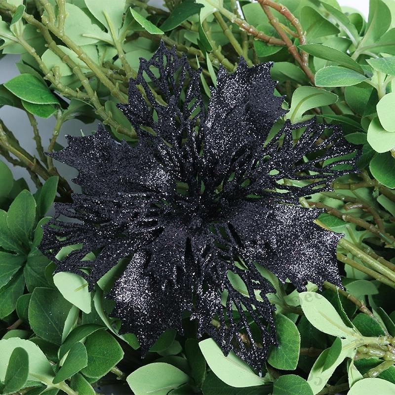 10 Stück 11/16cm Weihnachtsdekoration Glitzerblumen Weihnachtsbaumanhänger für Heimdekor Weihnachten Navidad Neujahr 2026 Ornamente