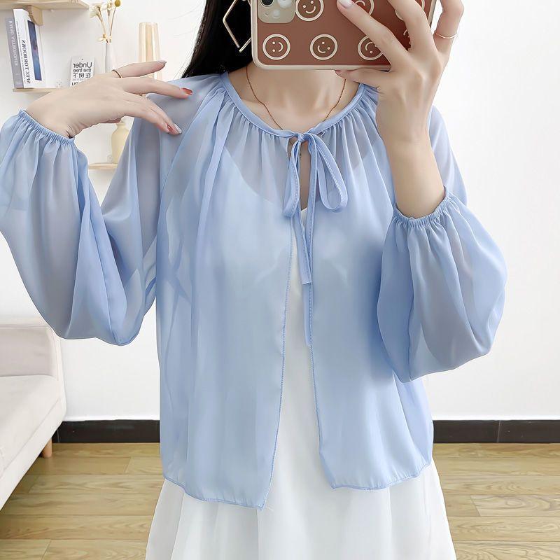 Летний шифоновый кардиган, женский большой тонкий шаль, солнцезащитное тонкое пальто, солнцезащитное пальто и свободная рубашка 2XL синий