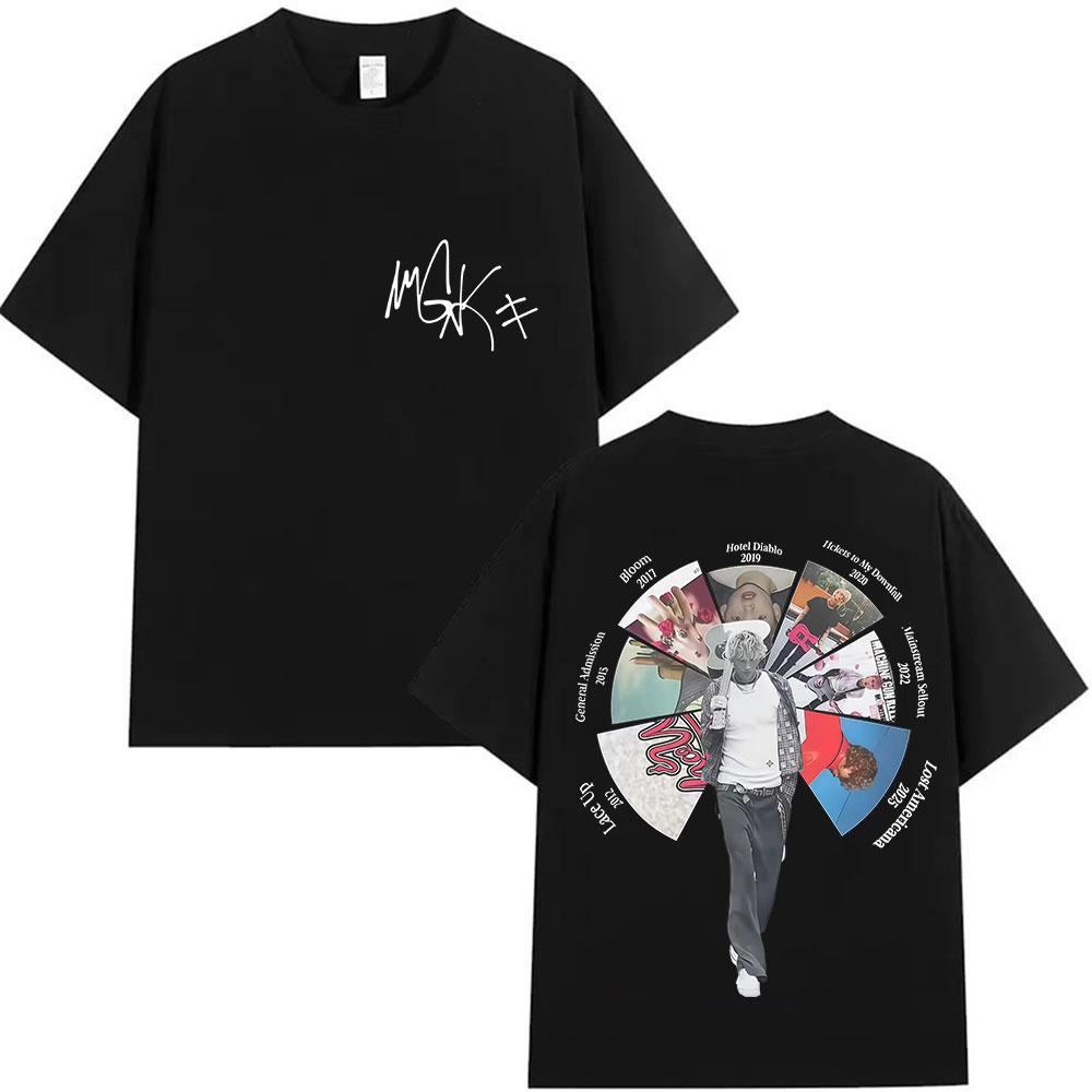 

Rap Singer MGK Lost Cover Album on His American Tour Mens Hiphop Retro Cotton Loose Short Sleeved Streetwear Y2K S