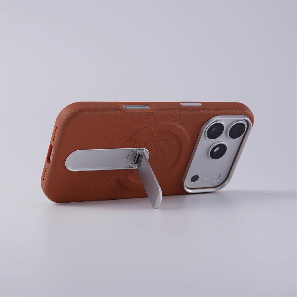 Luxury Rotation Holder Shockproof Leather For MagSafe Case For iPhone 17 Pro Max 16 15 14 13 Magnetic Wireless Charging Cover