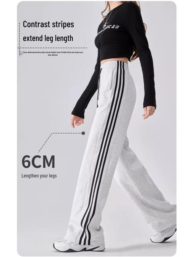 Women's High Waist Striped Wide Leg Sweatpants - Spring 2025 Edition