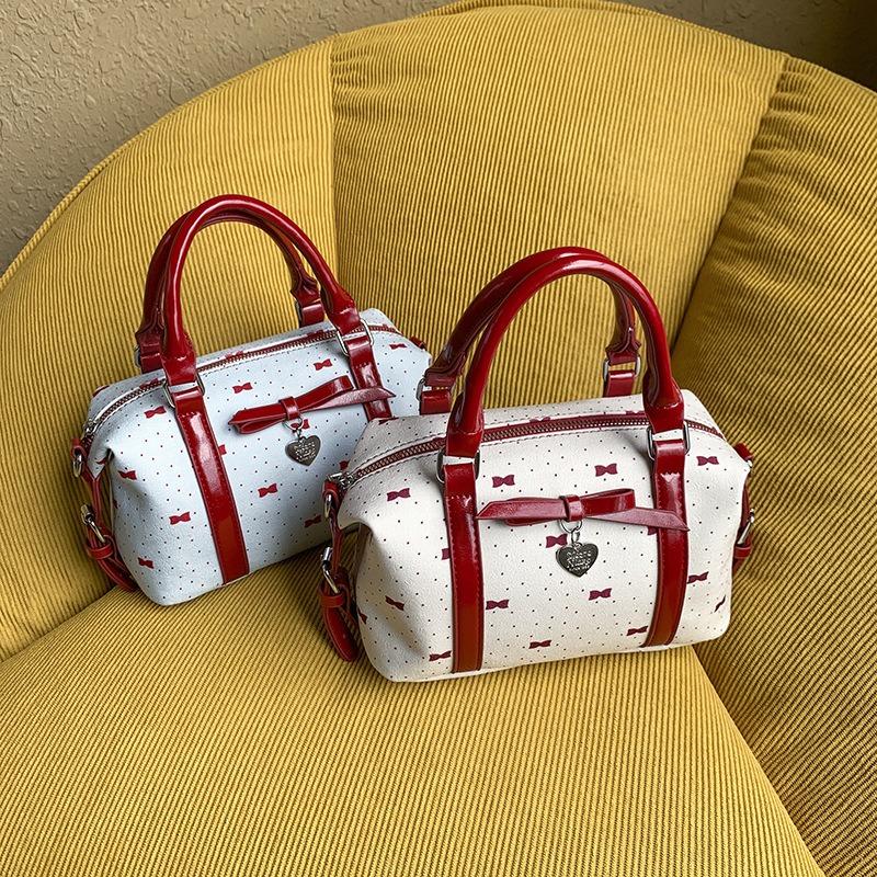 Bow contrasting color portable pillow bag women's new high-end ballet style shoulder messenger bag