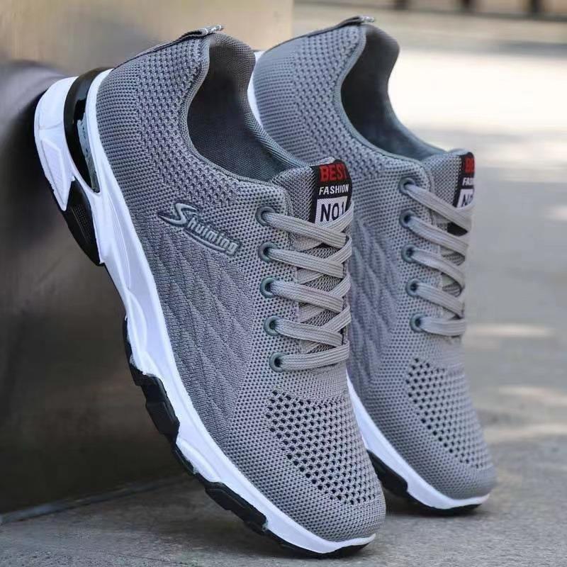 Spring and Summer New Men's Casual Shoes Comfortable Soft-soled Fly-woven Sports Shoes Lace-up Running Shoes Single Shoes