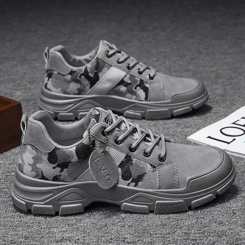 Herrenmode Herbstschuhe Flachboden Arbeitsschuh Stoff Rutschfeste Gummisohle Wanderstiefel Modische Outdoor-Schuhe