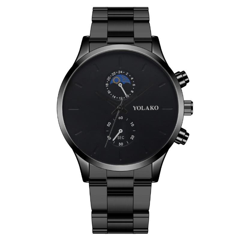 Moon Two Eyes Men Watch With Quartz Movement And Stainless Steel Strap For Fashion Style