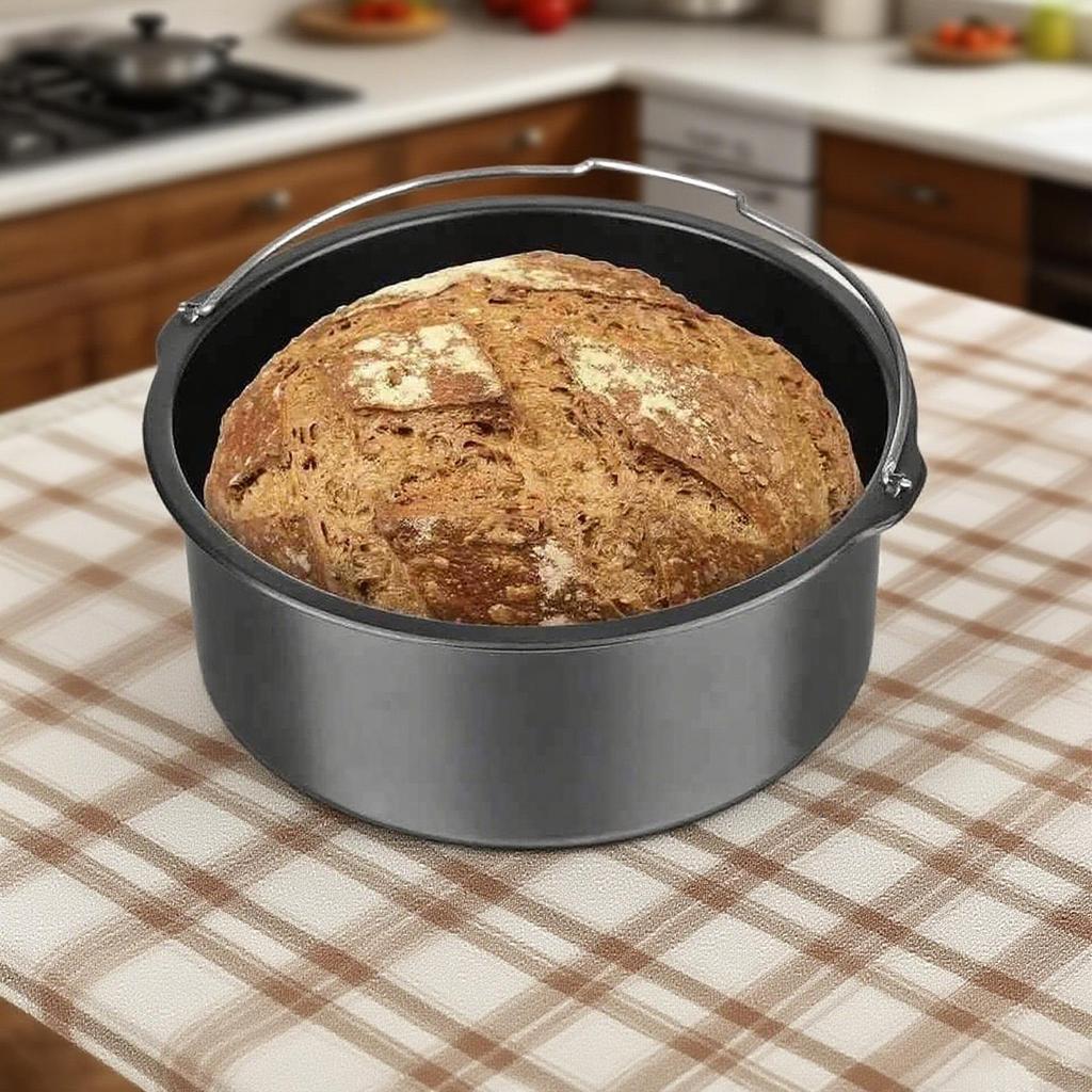 8-inch Air Fryer Baking Cake Barrel Food Grade Stainless Steel Kitchen Cooking Gadget Square Cake Bucket For Pizza Bread