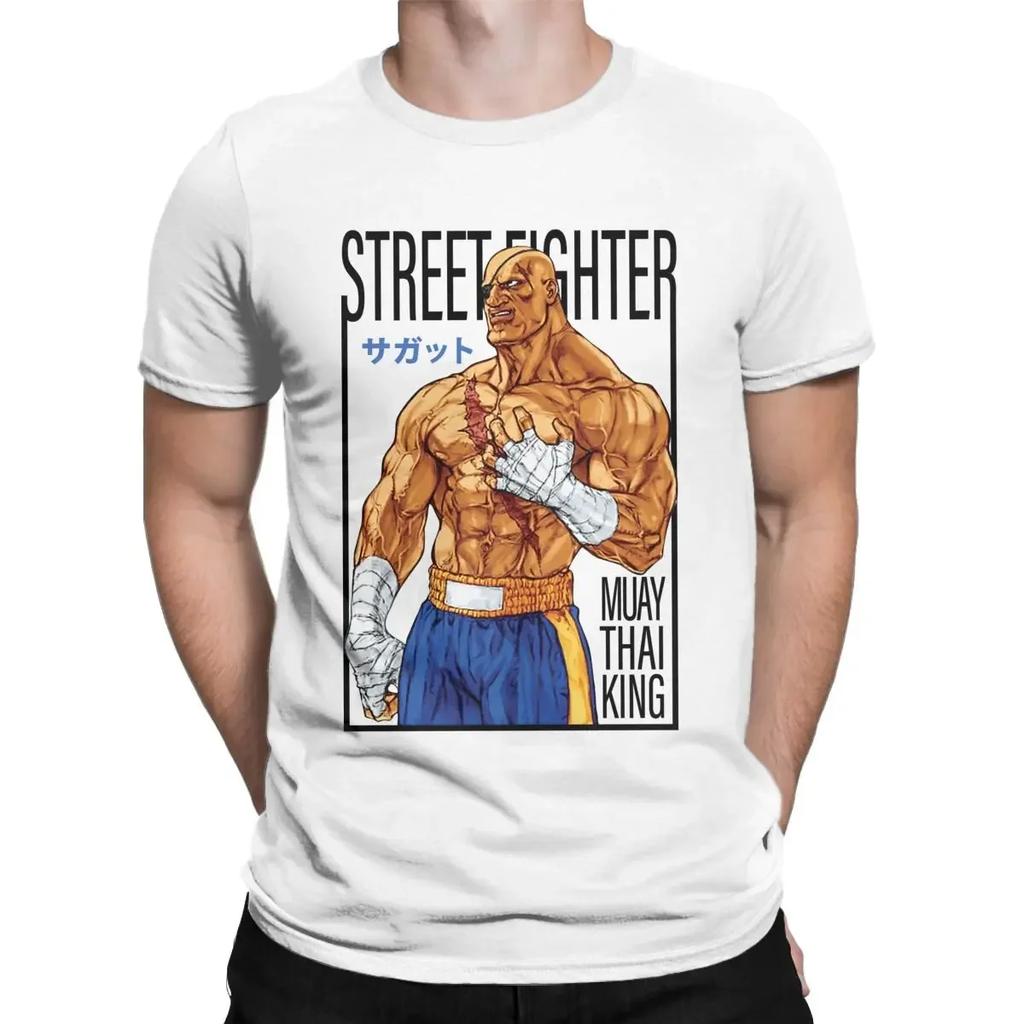 Street Fighhtter Sagat  Muay Thai Gaming Hadouken T Shirt for Men Casual Modal Tees Short Sleeve T Shirt Crewneck Tops