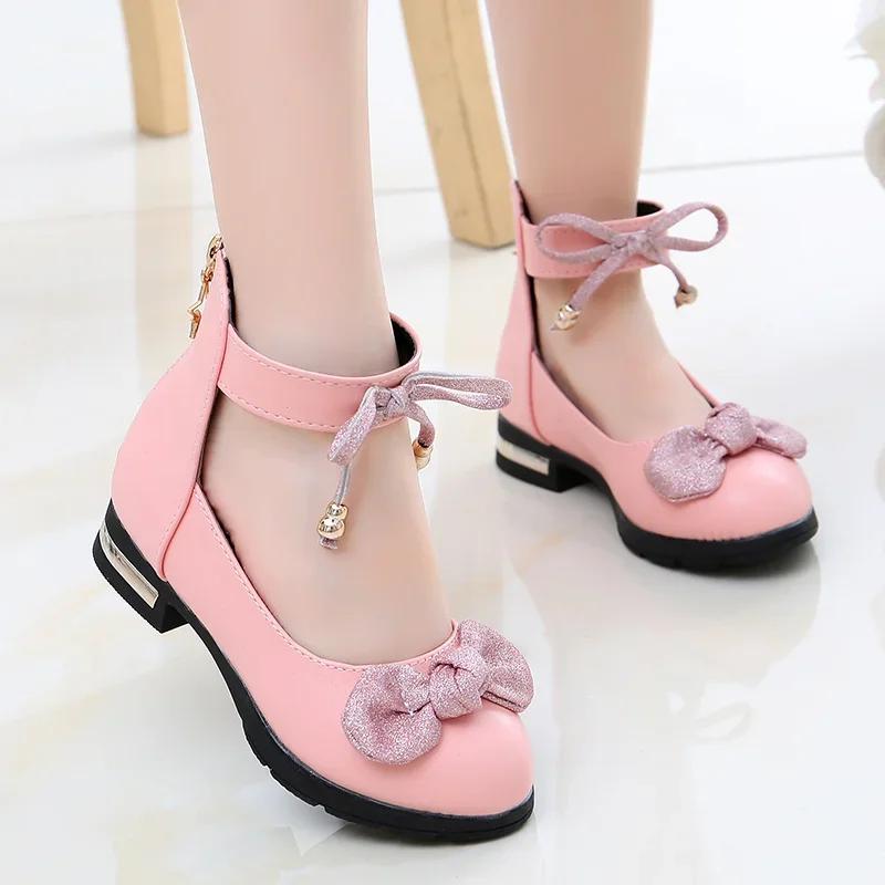 

*Baby Girls Princess Shoes Cute Kids Sandals Shiny Bow Stage Elegant Comfortable Catwalk Fashion Spring/summer Students 27Insole16.8cm розовый