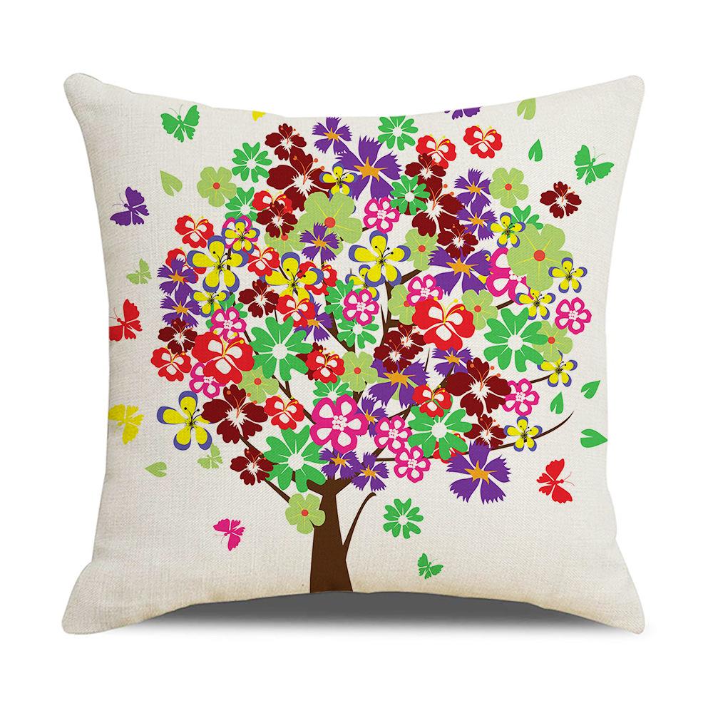 Ins Nordic Style Cartoon Tree Car Sofa Pillow Custom Nap Pillow Lumbar Cushion Cover Home