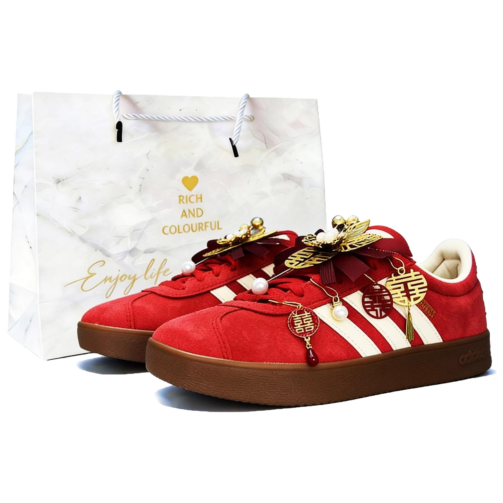 

Adidas Vl Court Classic Year Of The Horse CNY Lightweight And Breathable Low top Skateboard Shoes Unisex China Red KK3774(Team1497-) 44⅔