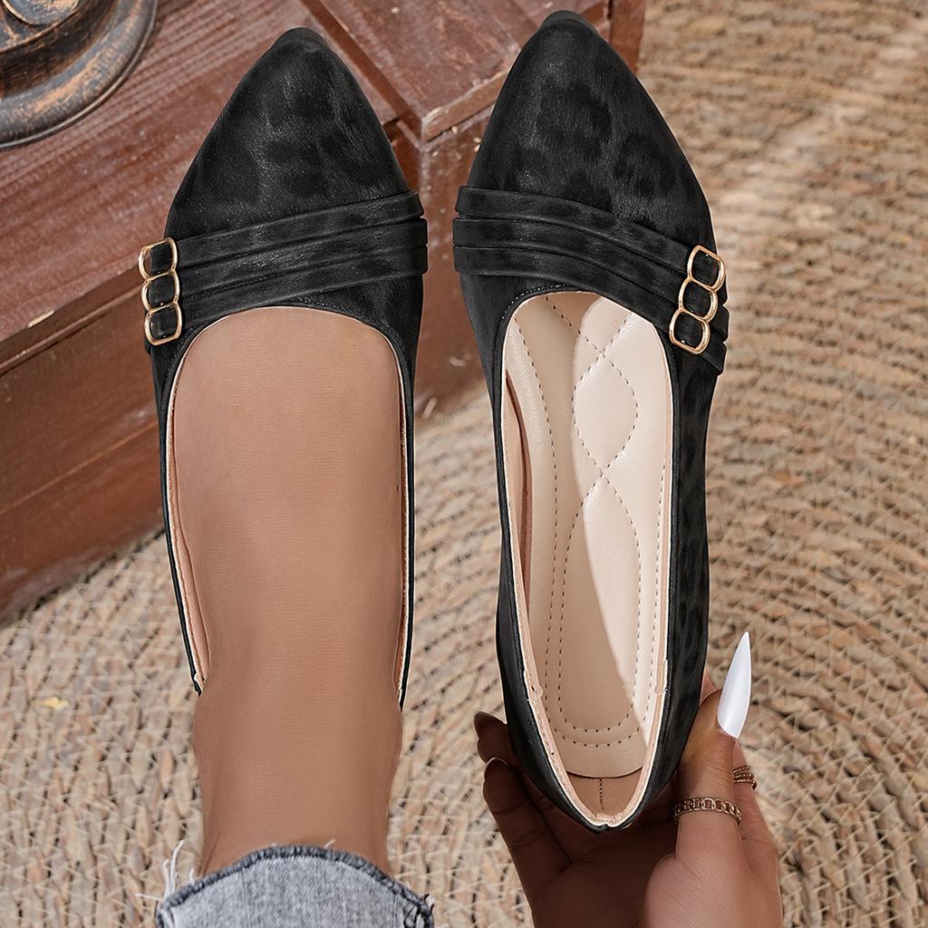 2026 Women Flats Fashion Autumn Sneakers Women French Style Pointed Toe Leopard Flat Shoes Women Comfortable Walking Loafers
