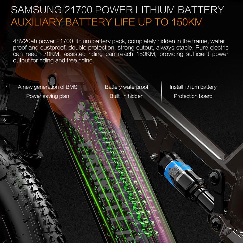 LANKELEISI RV800 Plus elektrikli bisiklet 750W motor 48V20AH pil 140 km hız e-bisiklet 26*4.0 inç büyük lastik yetişkin elektrikli bisiklet