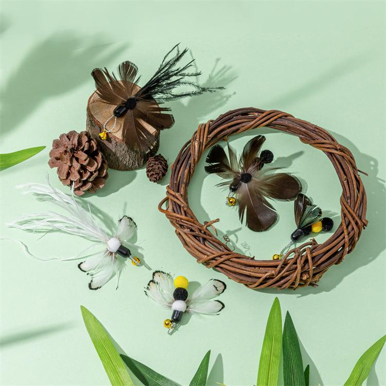 Accessoires Jouet Interactif Plume pour Chat Faux Jouet avec Clochette Rechange Recharge Entraînement Jouets pour Chaton