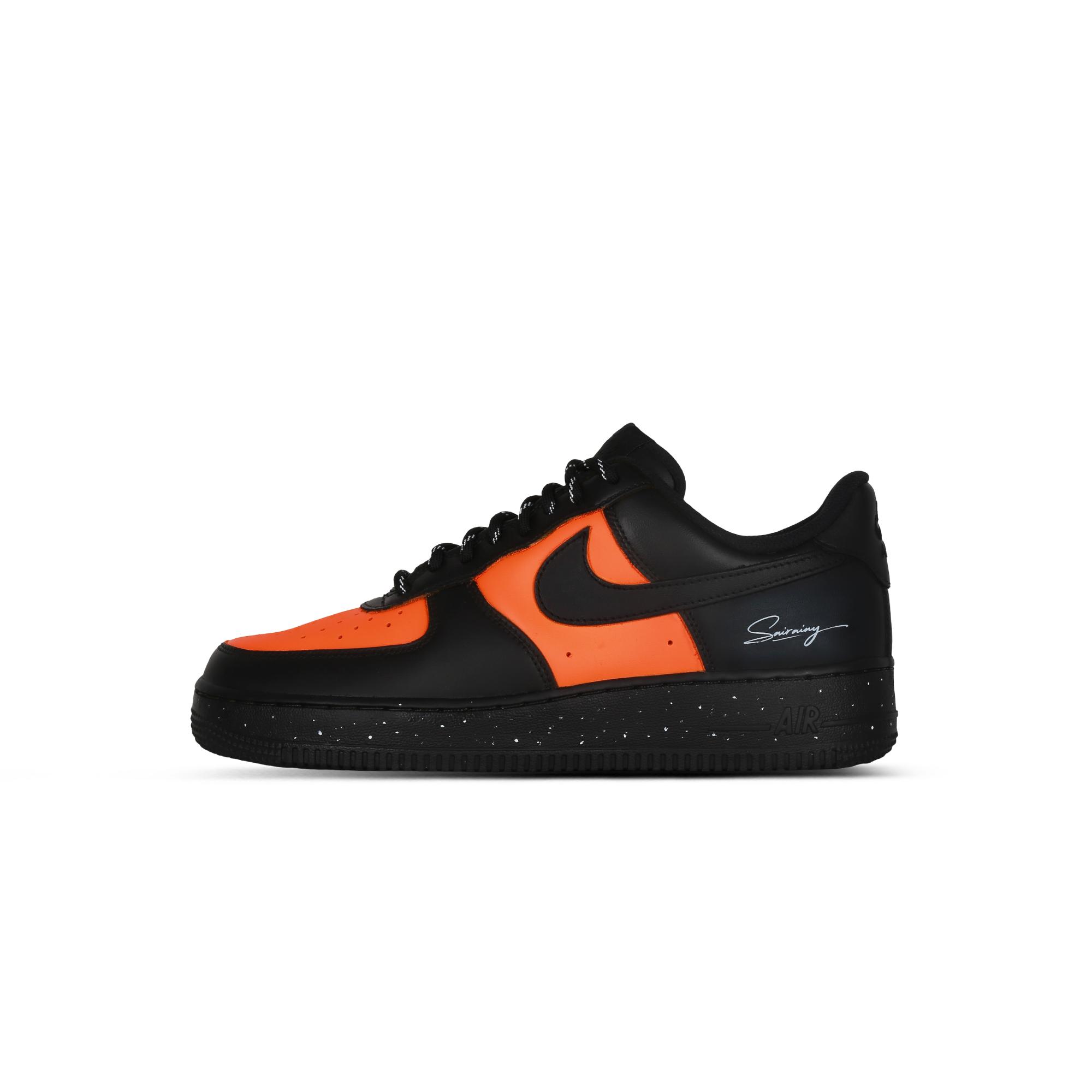 

Nike Air Force 1 Fiery Night Cushioning Coverage Slip Resistant Low top Skateboard Shoes Unisex Black Orange CW2288-001(Team1877-) 38