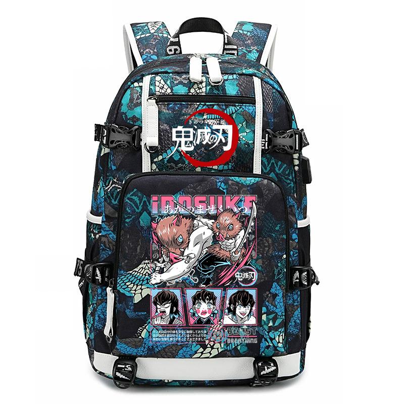 Demon Slayer Anime Print School Backpack Large Capacity Travel Bookbag for Boys Girls Kids Student
