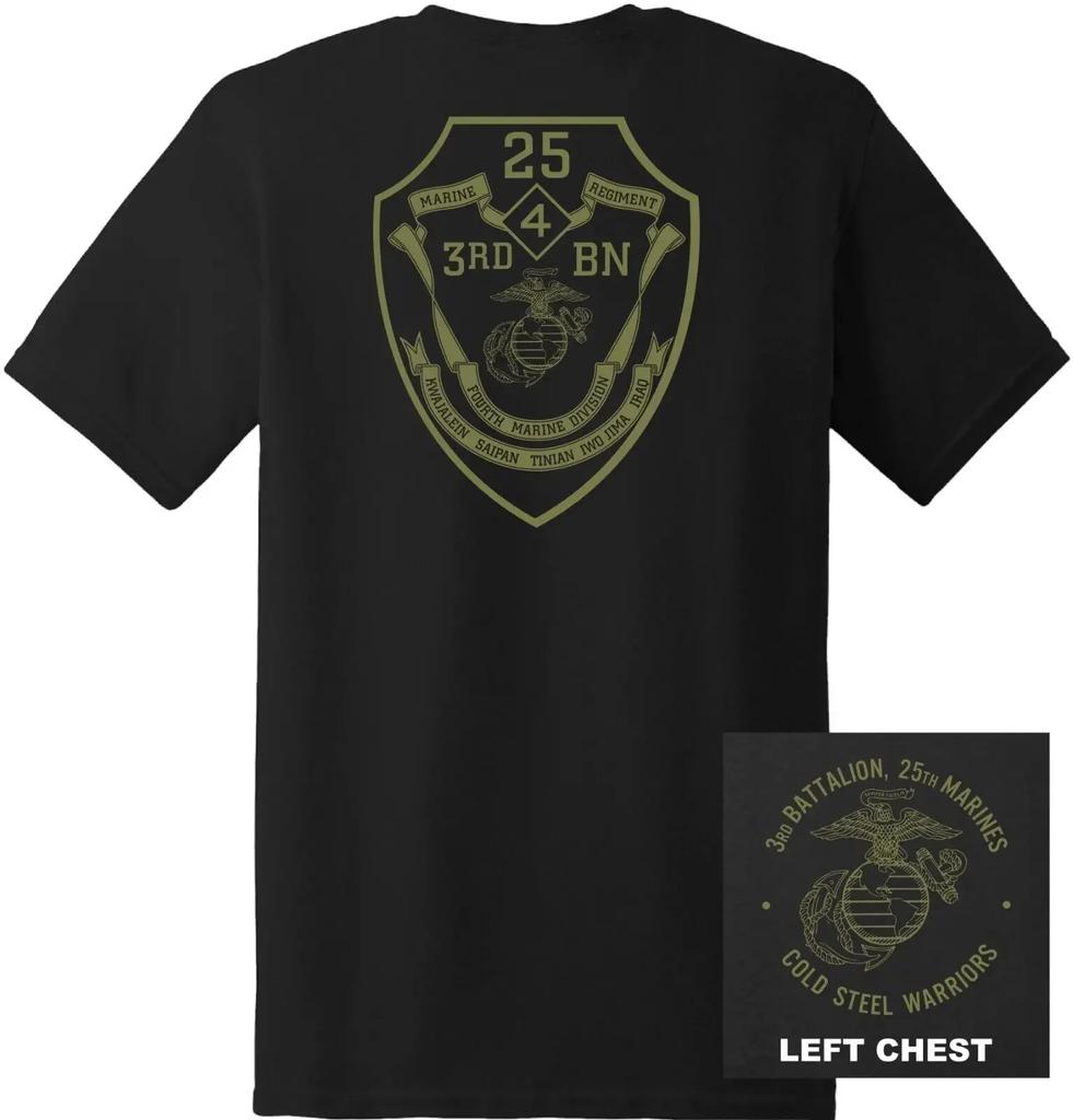 US Marine Corps 3rd Battalion 25th Marines RegiUnisext TShirt 100 Cotton ONeck Short Sleeve Summer Casual Unisexs Tshirt